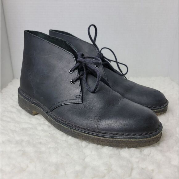 Clarks Original Chukka Desert  Boots Mens Size 8.5 Black Beeswax Leather - Picture 1 of 10